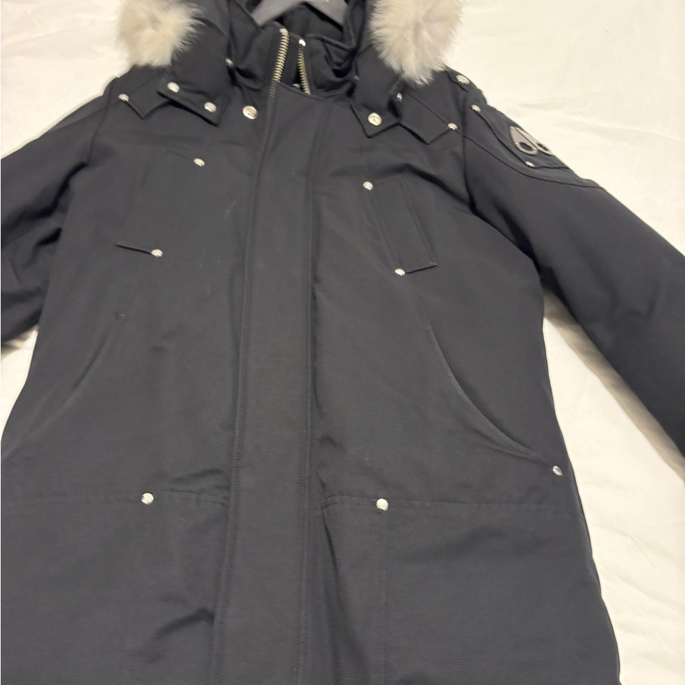 Moose Knuckles Black Ski Jacket with Fur Hood - Picture 3 of 16